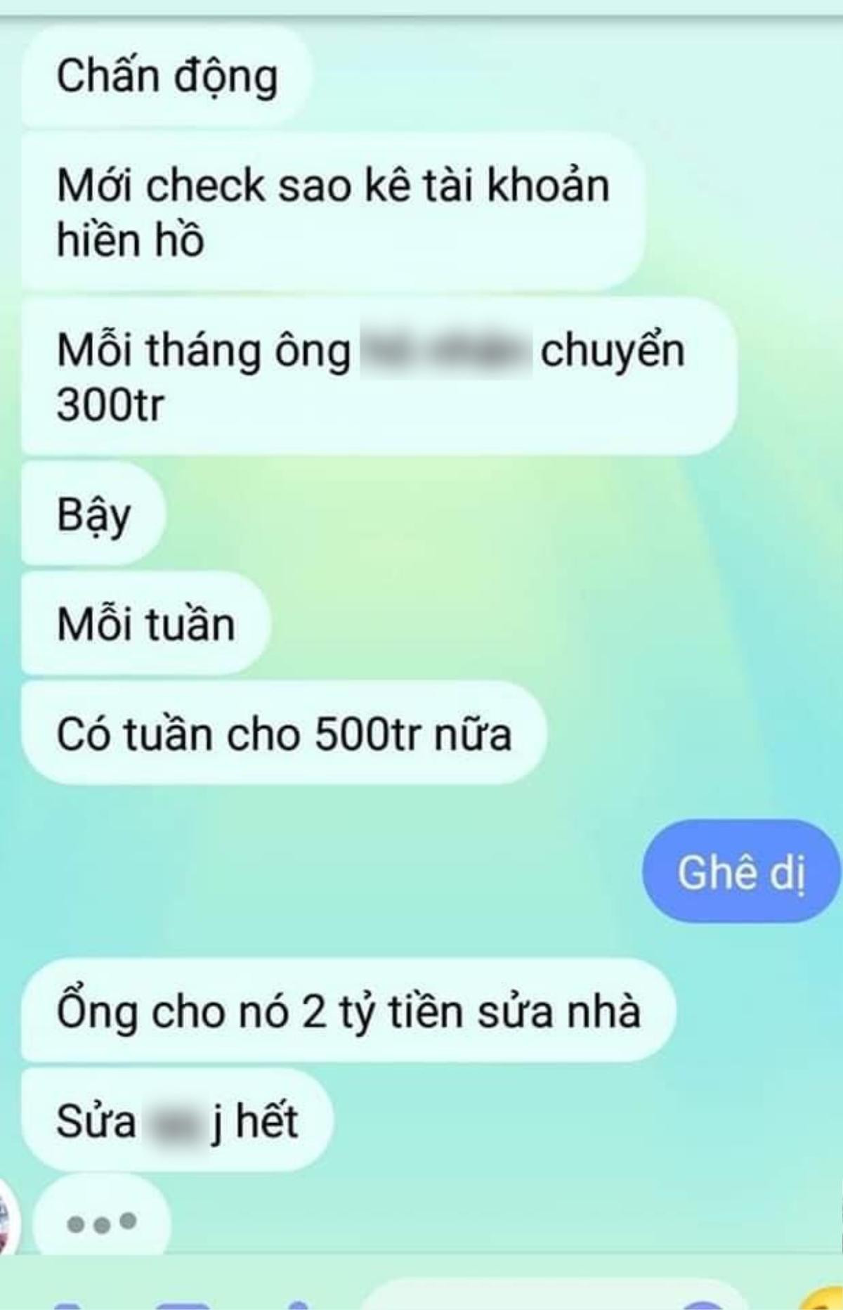 Xôn xao tin nhắn Hiền Hồ được 'anh họ' chu cấp mỗi tuần 500 triệu, cho tiền sửa nhà, dân mạng nghi là giả Ảnh 1