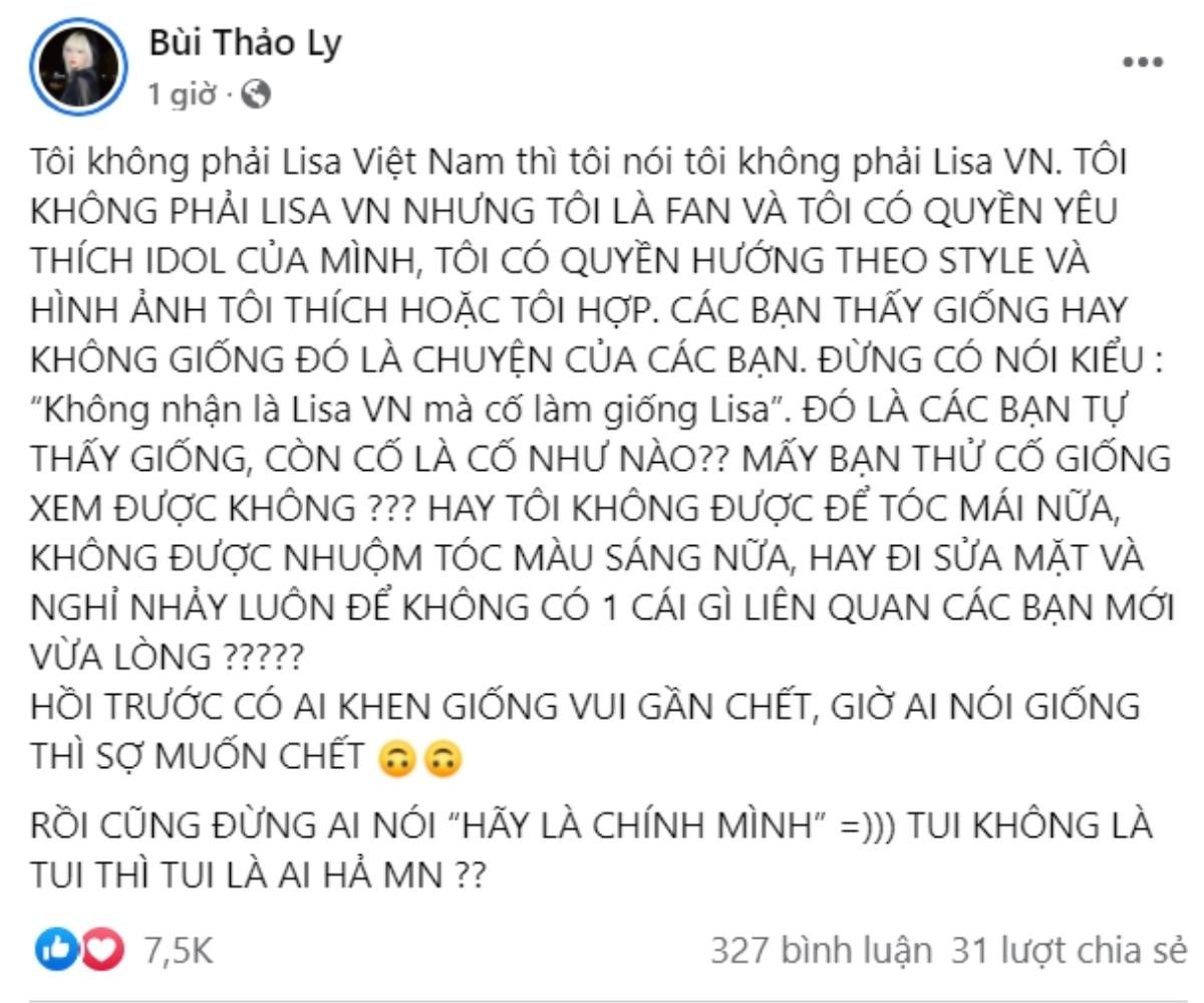 Hot TikToker bức xúc vì liên tục bị gọi là 'Lisa Việt Nam': 'Giờ ai nói giống lại sợ muốn chết' Ảnh 2