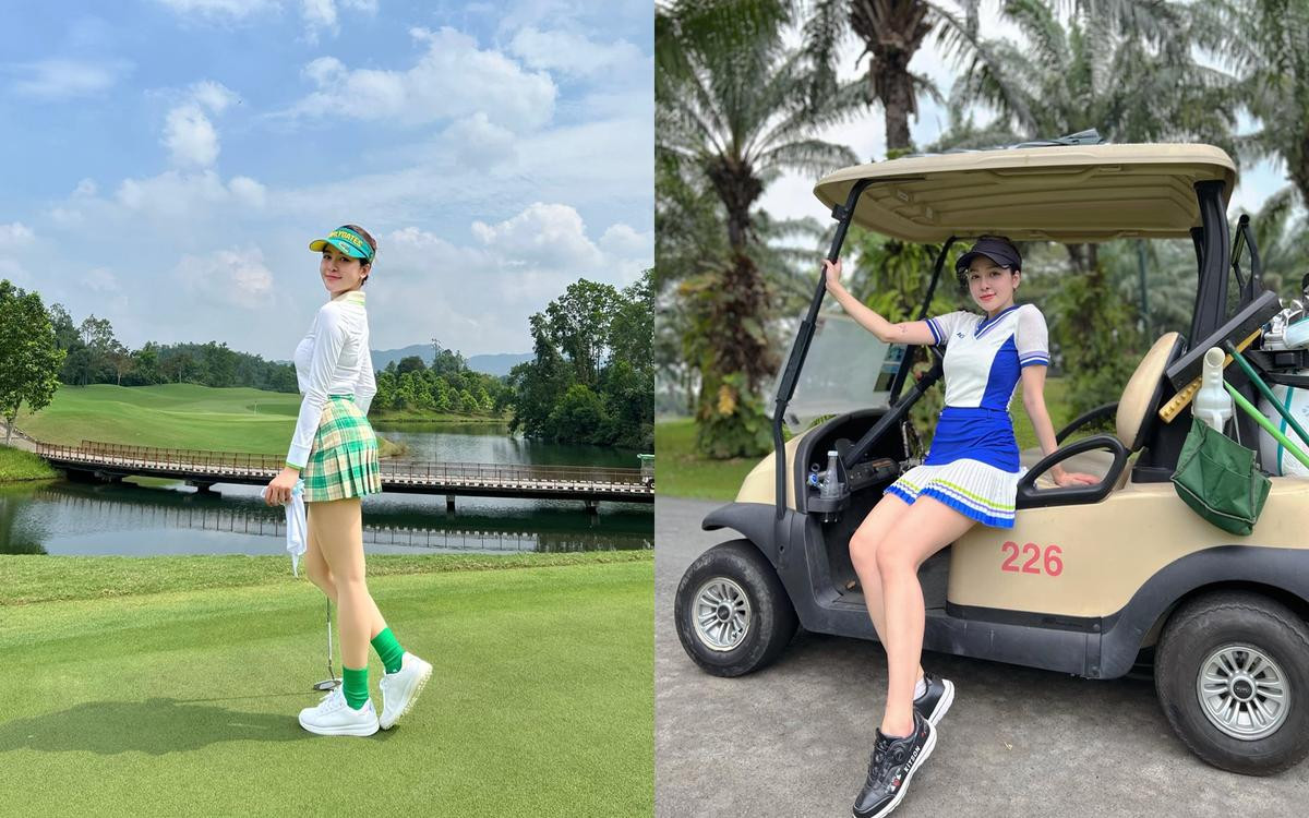 Liên tục khoe ảnh đi chơi golf, hot girl Trâm Anh sang chảnh và nóng bỏng không kém Hiền Hồ Ảnh 1