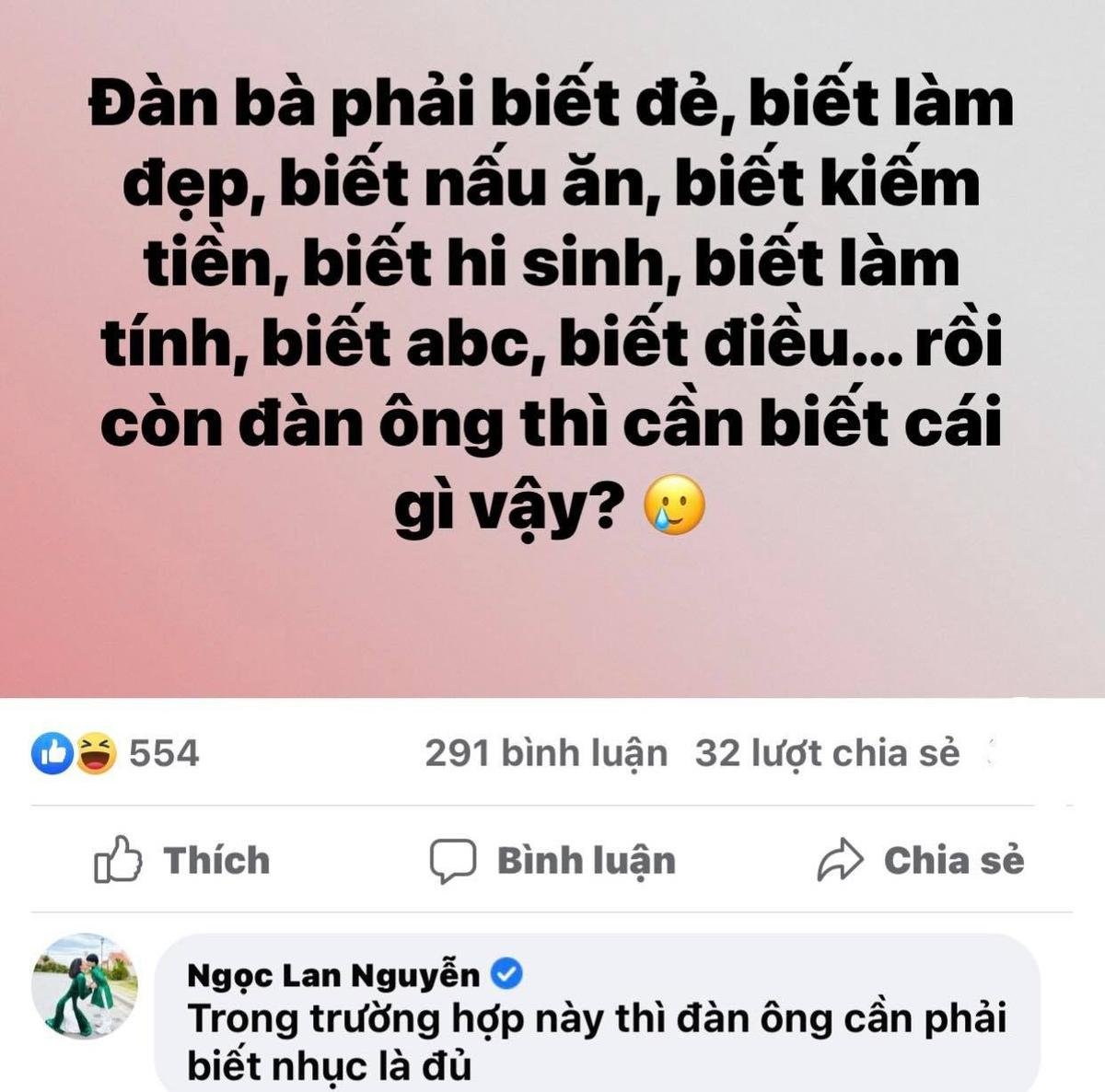 Ngọc Lan trả lời cực 'chất' trước câu nói 'Đàn bà phải biết đẻ, biết kiếm tiền và biết điều' Ảnh 2