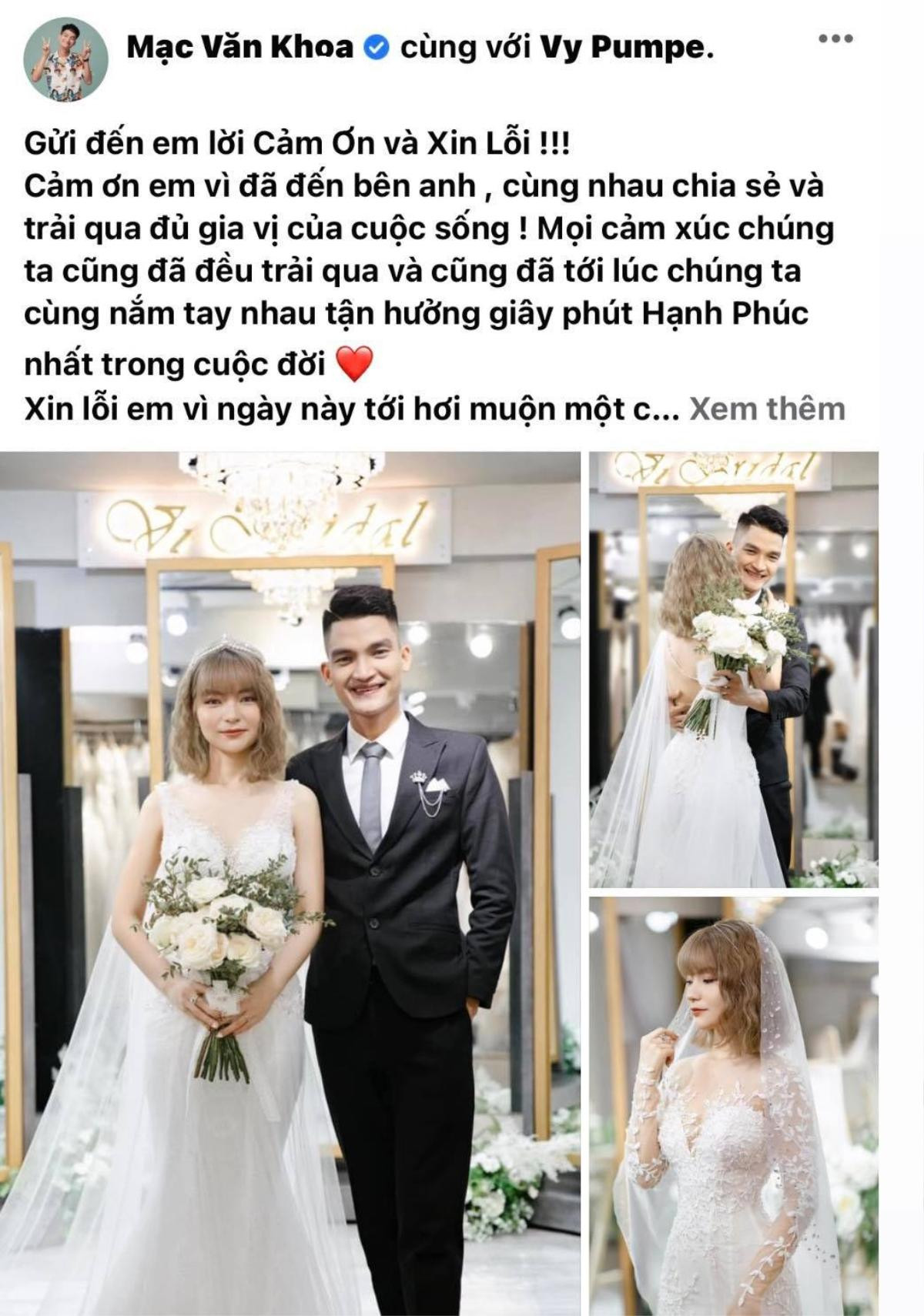 Mạc Văn Khoa và bà xã lên xe hoa sau 7 năm bên nhau.