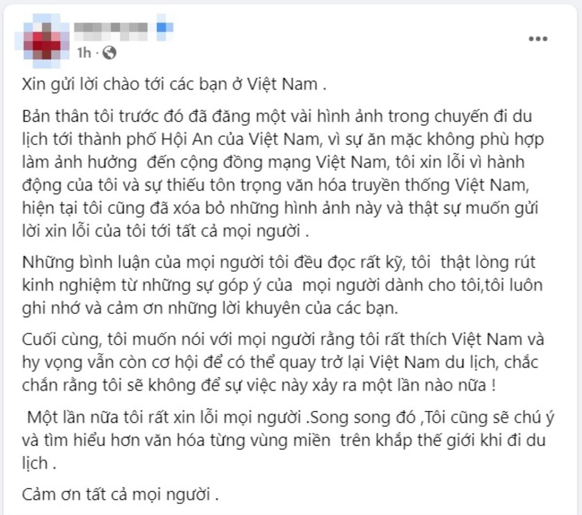 Nữ du khách cố tình khoe thân lộ liễu ở Hội An lên tiếng xin lỗi, gỡ ảnh khỏi Facebook Ảnh 2