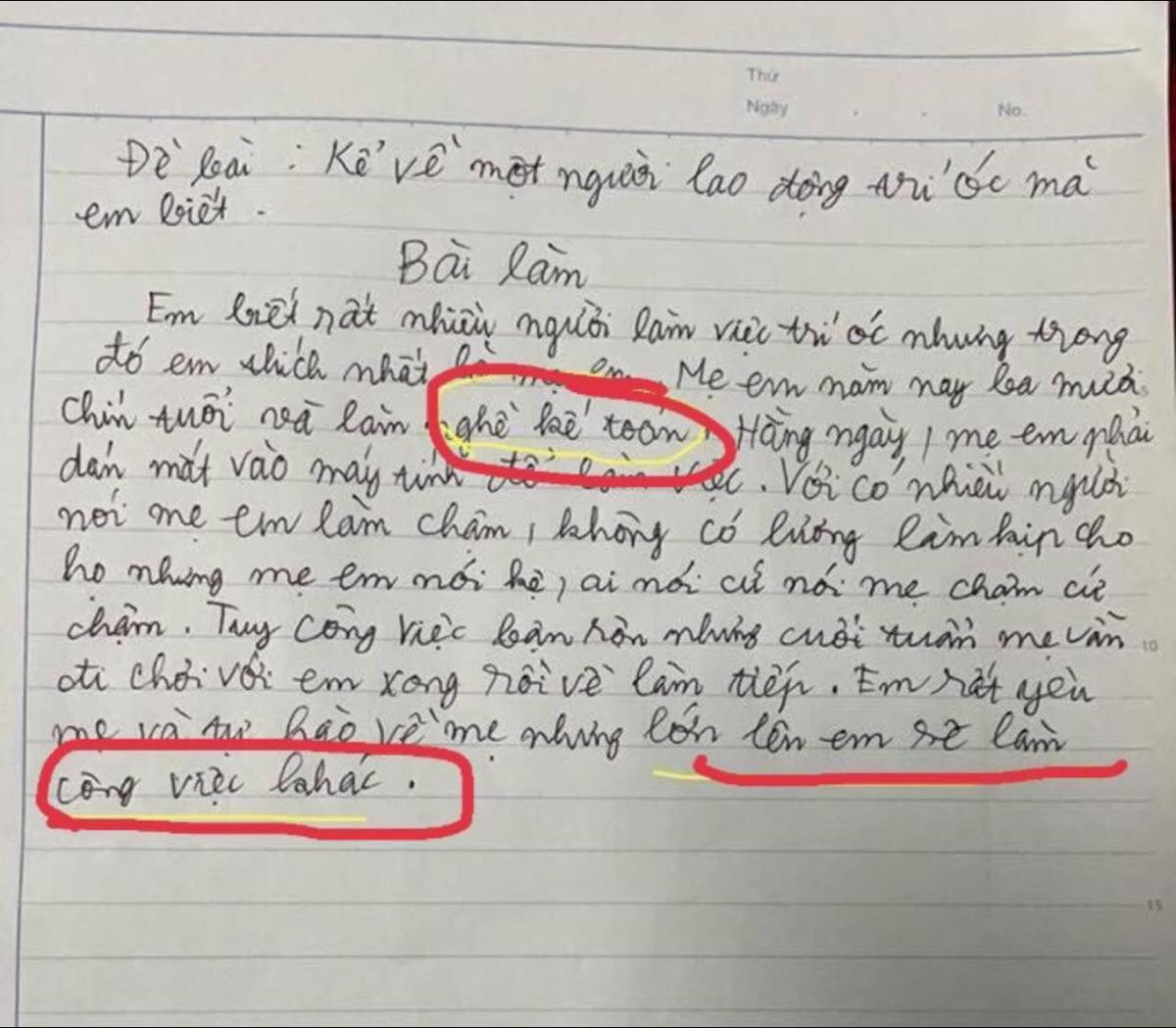 Viết bài văn về công việc của mẹ, học sinh tiểu học kể luôn cả tính xấu rồi 'quay xe' vào phút chót Ảnh 1