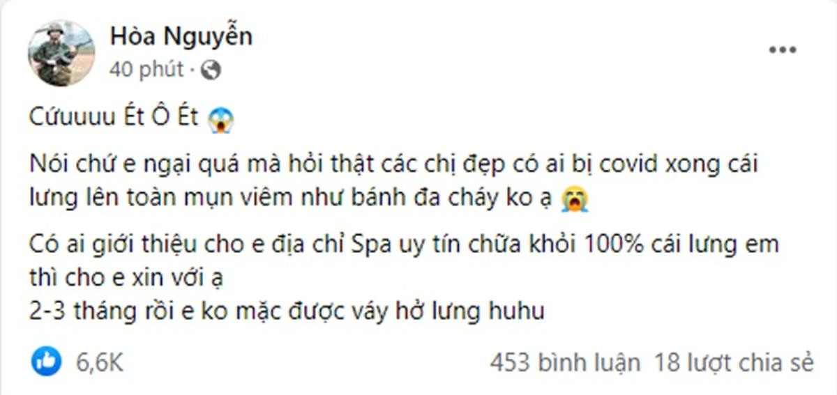 Hòa Minzy 'cầu cứu' vì gặp triệu chứng nghiêm trọng hậu Covid-19 Ảnh 1