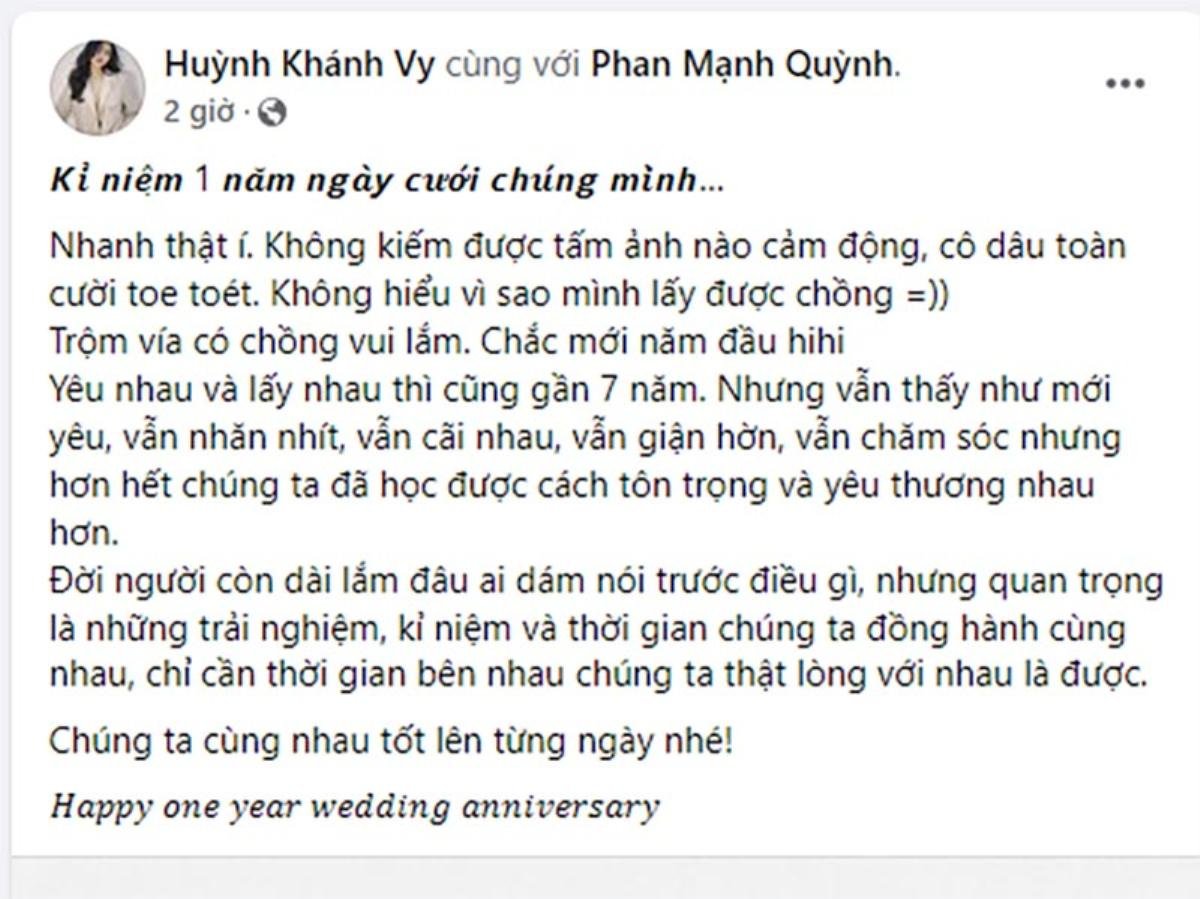 Đăng ảnh kỉ niệm 1 năm ngày cưới, bà xã Phan Mạnh Quỳnh tiết lộ mong muốn có thêm thành viên Ảnh 3