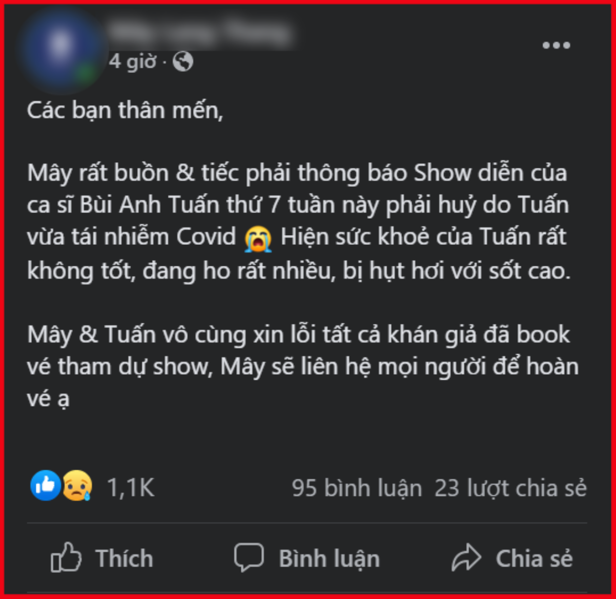 Một nam ca sĩ Vpop hủy show diễn vì tái nhiễm COVID-19, tình trạng sức khỏe hiện tại khiến fan xót xa Ảnh 2