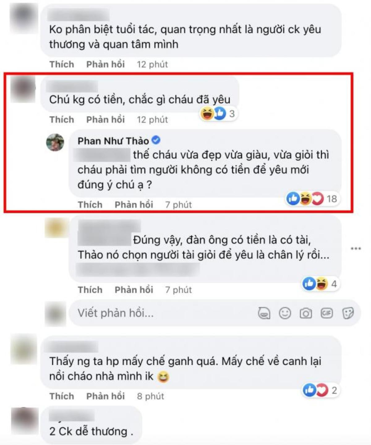 Phan Như Thảo đáp trả cực gắt khi bị mỉa mai: 'Chú không có tiền, chắc gì cháu đã yêu' Ảnh 2