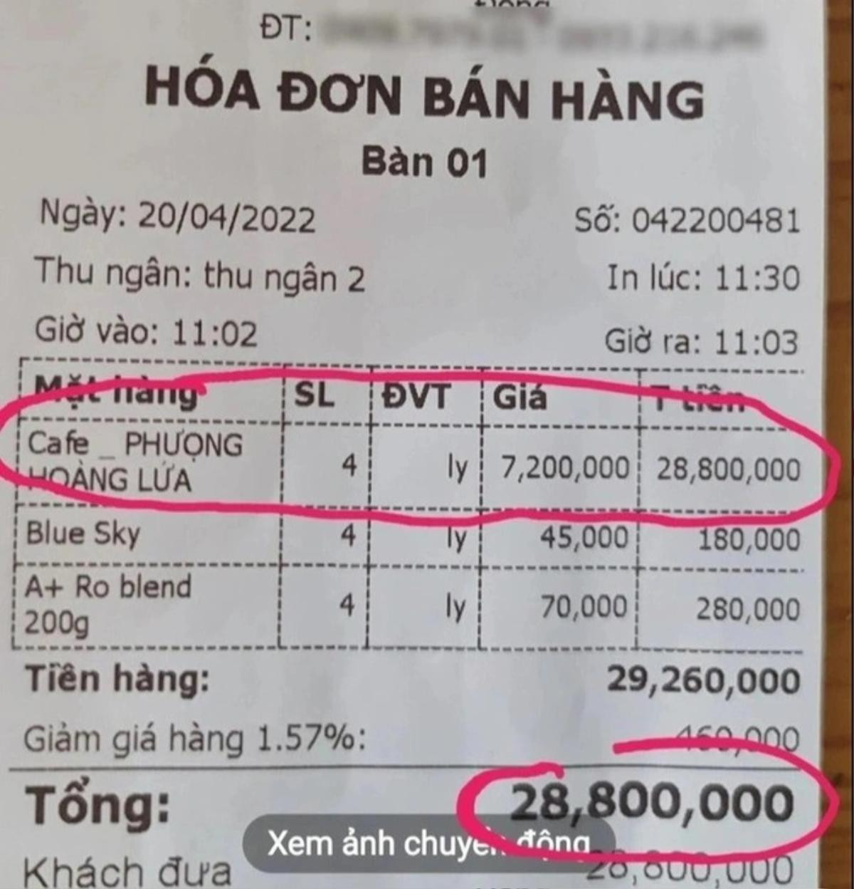 Vụ 4 ly cà phê tại Bảo Lộc có giá 28,8 triệu đồng: Chủ quán tự in hóa đơn rồi đăng tải lên MXH Ảnh 1