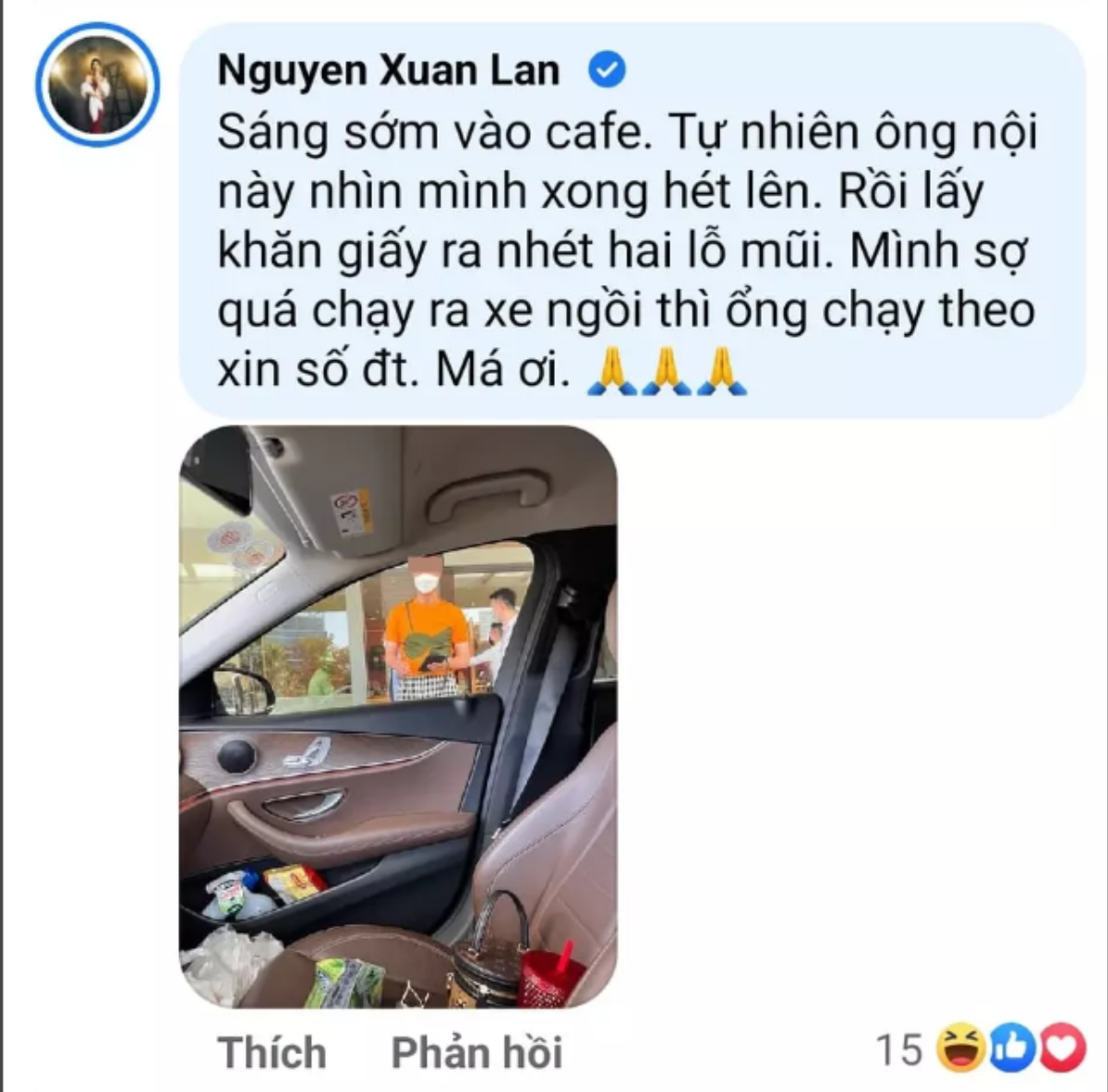 Xuân Lan phải bỏ chạy khi bị gã đàn ông lạ hét vào mặt, xin số điện thoại, nhét khăn giấy vào mũi Ảnh 1