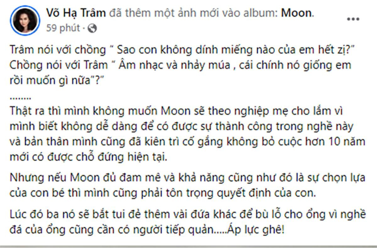 Võ Hạ Trâm trải lòng không muốn con gái theo nghề Ảnh 3