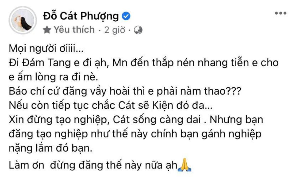 Cát Phượng bất ngờ nhắn nhủ: 'Đi đám tang em đi ạ, thắp nén nhang tiễn cho em ấm lòng' Ảnh 2