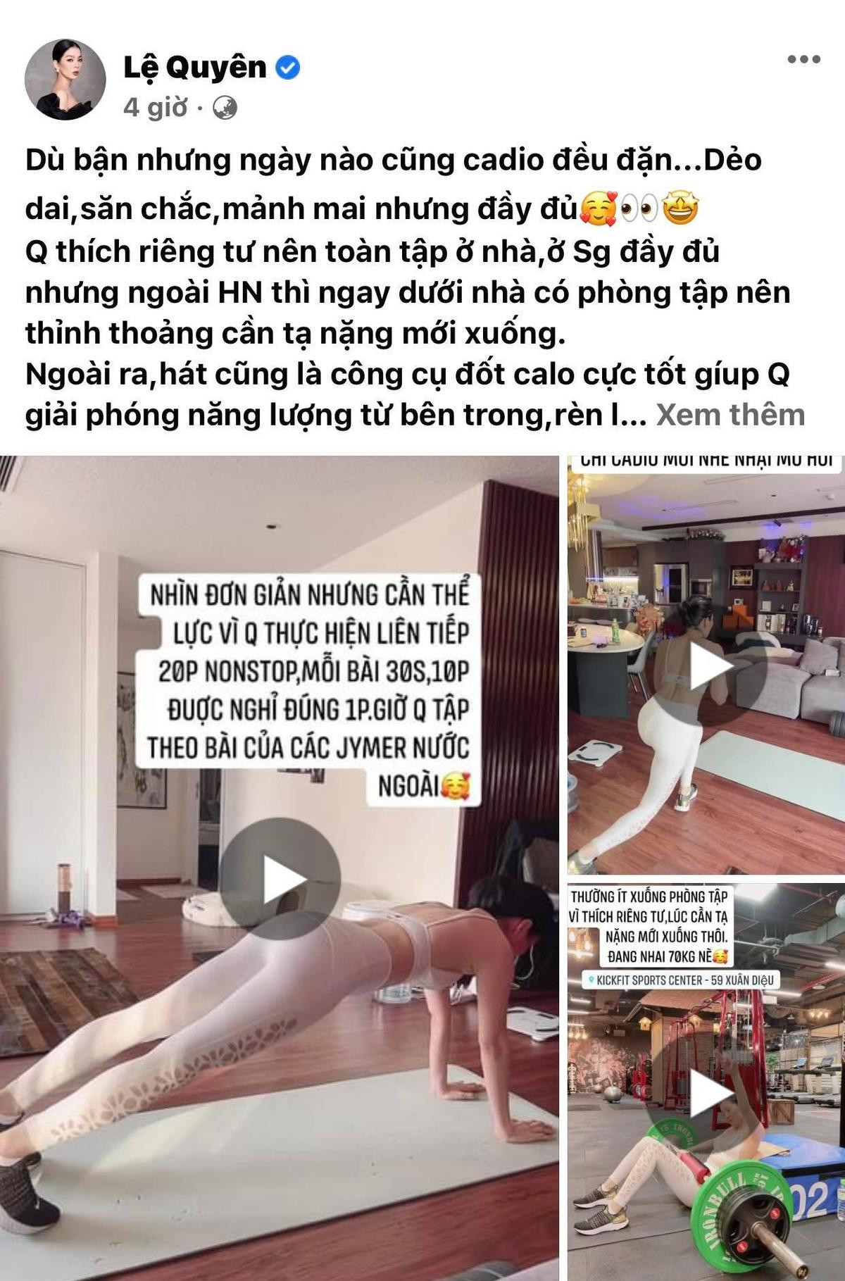 Tuổi 40, Lệ Quyên chăm chỉ tập thể dục, body ngày càng 'bốc lửa' đến Nam Thư phải thốt: 'Nể chị sát đất' Ảnh 1