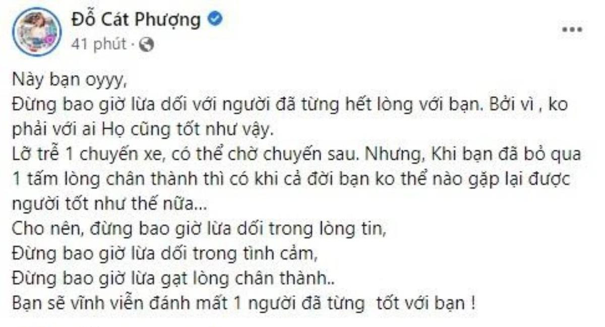 Giữa nghi vấn chia tay, phát ngôn của Cát Phượng ẩn ý chuyện 'tan đàn xẻ nghé' bỗng hot trở lại Ảnh 2