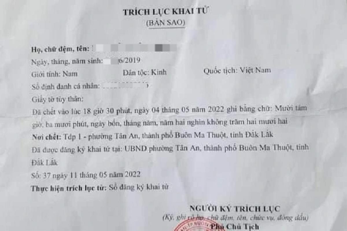 Con trai 3 tuổi đang còn sống, mẹ khóc lóc xin làm giấy khai tử Ảnh 1