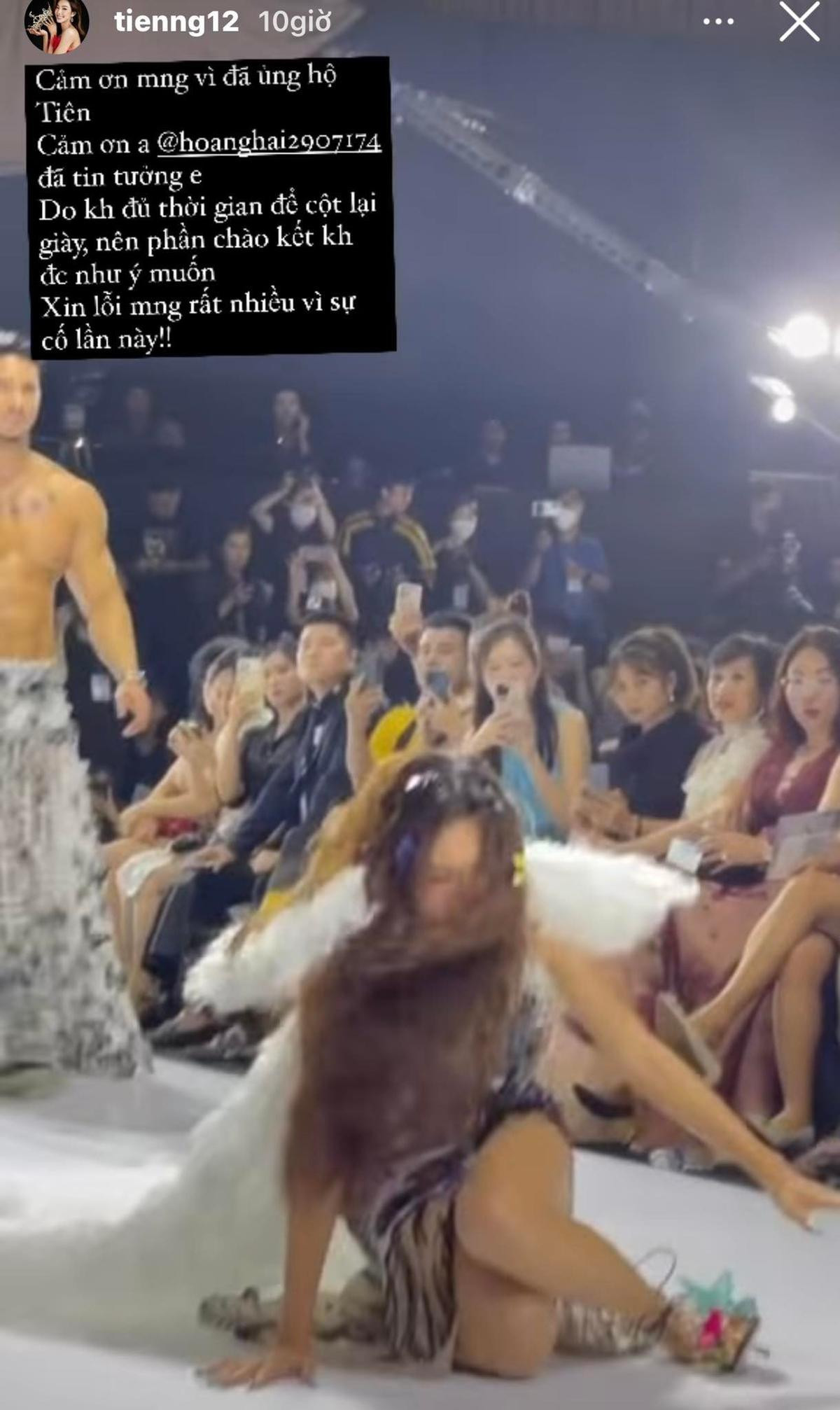 Thùy Tiên nói gì sau cú té ngã 'sõng soài' lúc catwalk? Ảnh 1