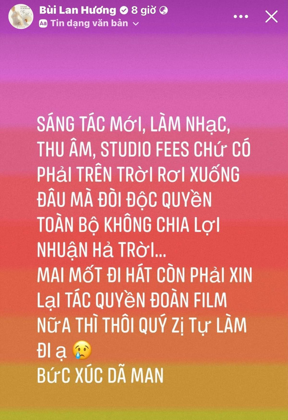 Bùi Lan Hương bức xúc tố đoàn phim làm ăn không chuyên nghiệp, chia lợi nhuận không công bằng Ảnh 2