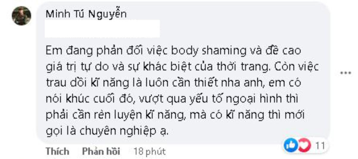 Minh Tú gây tranh cãi khi bày tỏ quan điểm về việc Lê Bống catwalk: 'Sự khác biệt nào cũng cần thời gian' Ảnh 4