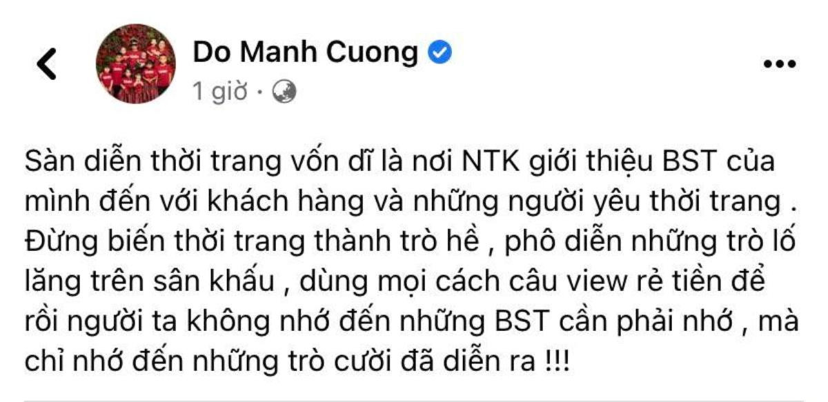 NTK Đỗ Mạnh Cường lên tiếng về các sàn diễn thời trang: 'Đừng biến thành trò hề, lố lăng trên sân khấu' Ảnh 2