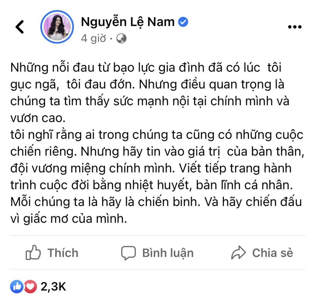 Lệ Nam bật khóc, nửa đêm đăng bài ứng xử vì rớt top 10 Hoa hậu Hoàn vũ Việt Nam Ảnh 1