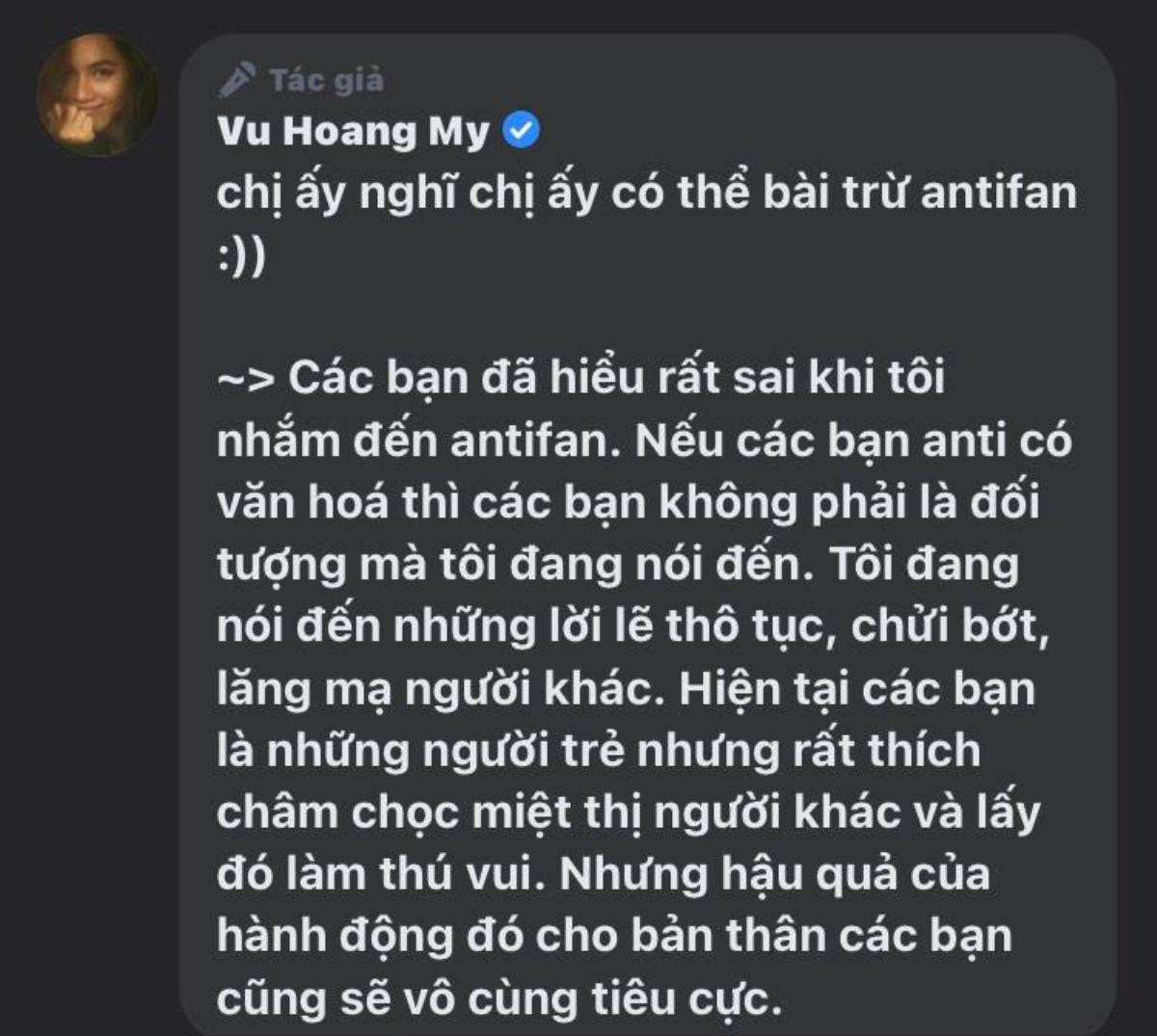 Bị anti-fan công kích, Vũ Hoàng My có phản ứng ra sao? Ảnh 3