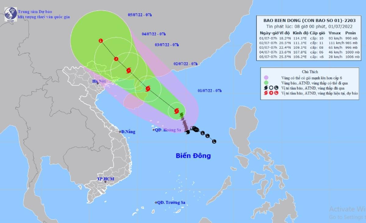 Bão số 1 Chaba di chuyển nhanh, gây mưa lớn đỉnh điểm cho các tỉnh Bắc Bộ trong ngày 3-4/7 Ảnh 1