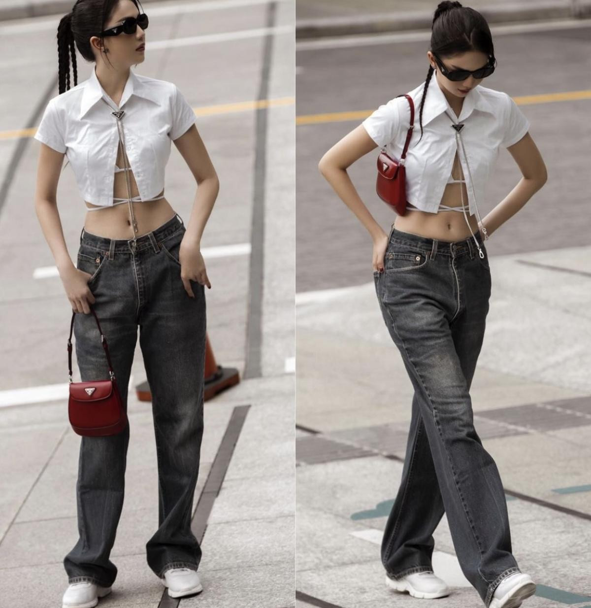 Diện áo croptop cởi nút, Ngọc Trinh để lộ nội y 'lấp ló' Ảnh 4