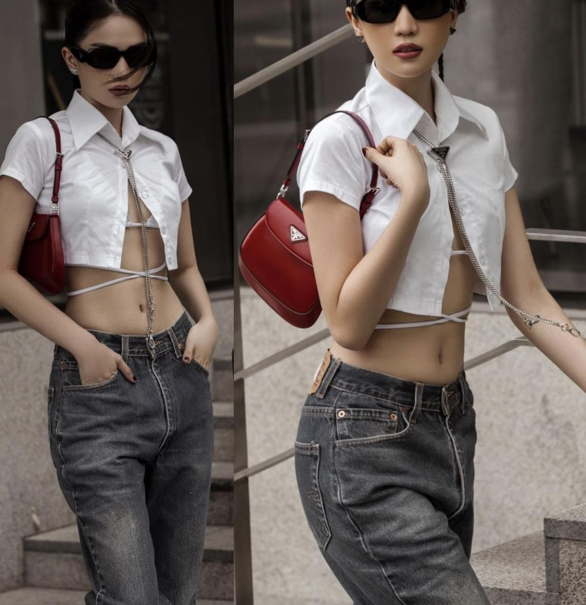 Diện áo croptop cởi nút, Ngọc Trinh để lộ nội y 'lấp ló' Ảnh 3