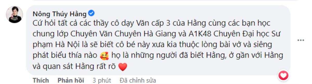 Nông Thúy Hằng đáp trả khi bị chỉ trích học giỏi Văn nhưng không nhớ tên tác phẩm Ảnh 2