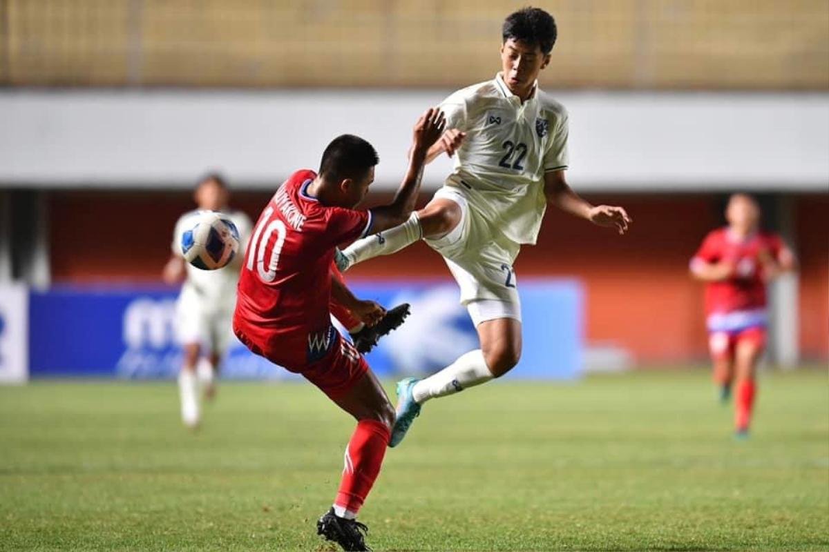 Thái Lan may mắn hoà Lào 1-1 ở U16 Đông Nam Á 2022. Ảnh: FAT