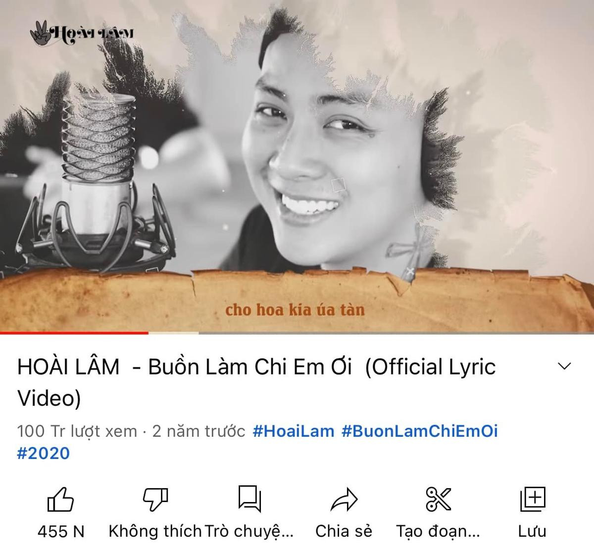 Giữa xôn xao biểu hiện lạ trên sóng livestream, Hoài Lâm có thêm MV cán mốc 100 triệu lượt xem Ảnh 1