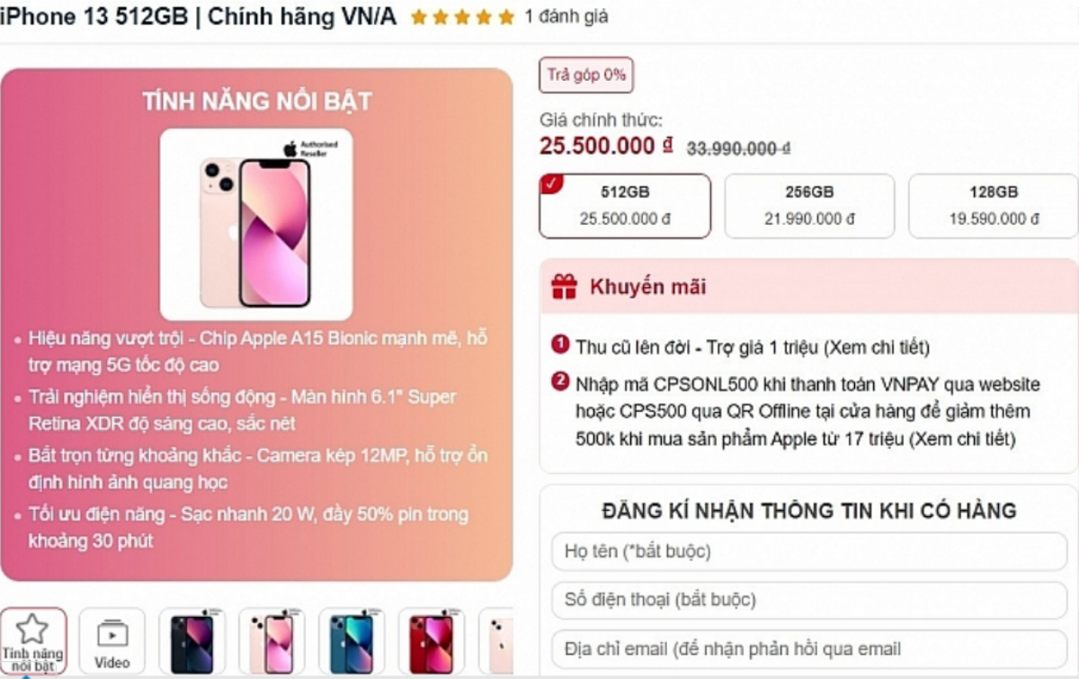 iPhone 13 giảm giá cực sâu: 'Bản 512 GB giảm giá đến 8,5 triệu đồng' Ảnh 1