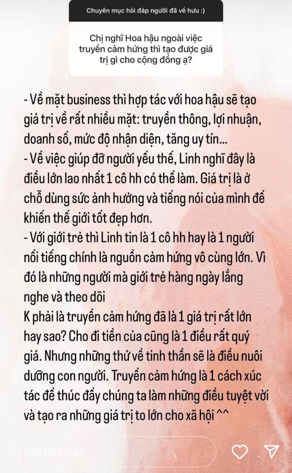 Vừa hết nhiệm kỳ, Lương Thùy Linh khẳng định giá trị to lớn của Hoa hậu đối với cộng đồng Ảnh 2