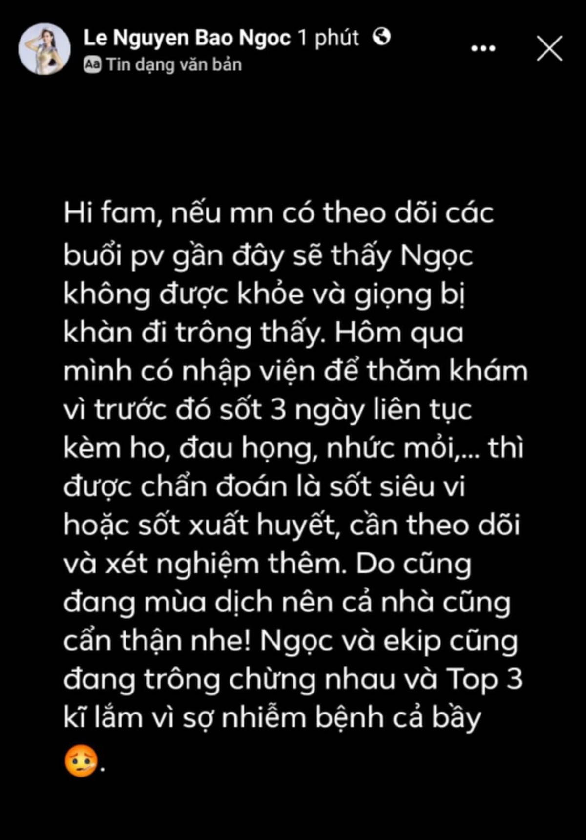 'Á hậu cao nhất lịch sử' Bảo Ngọc nhập viện, sức khỏe không ổn khiến fan lo lắng Ảnh 2