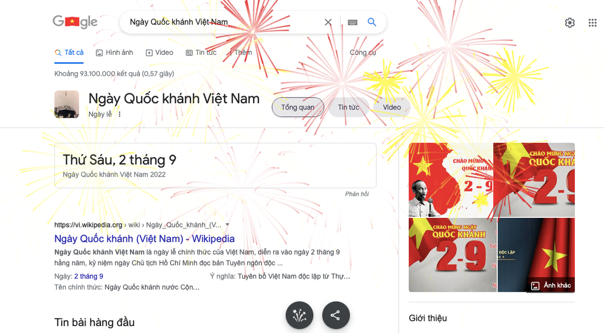 Nhân ngày Quốc Khánh Việt Nam, Google bất ngờ 'thay áo' trang trọng, tung pháo hoa ngập tràn Ảnh 2