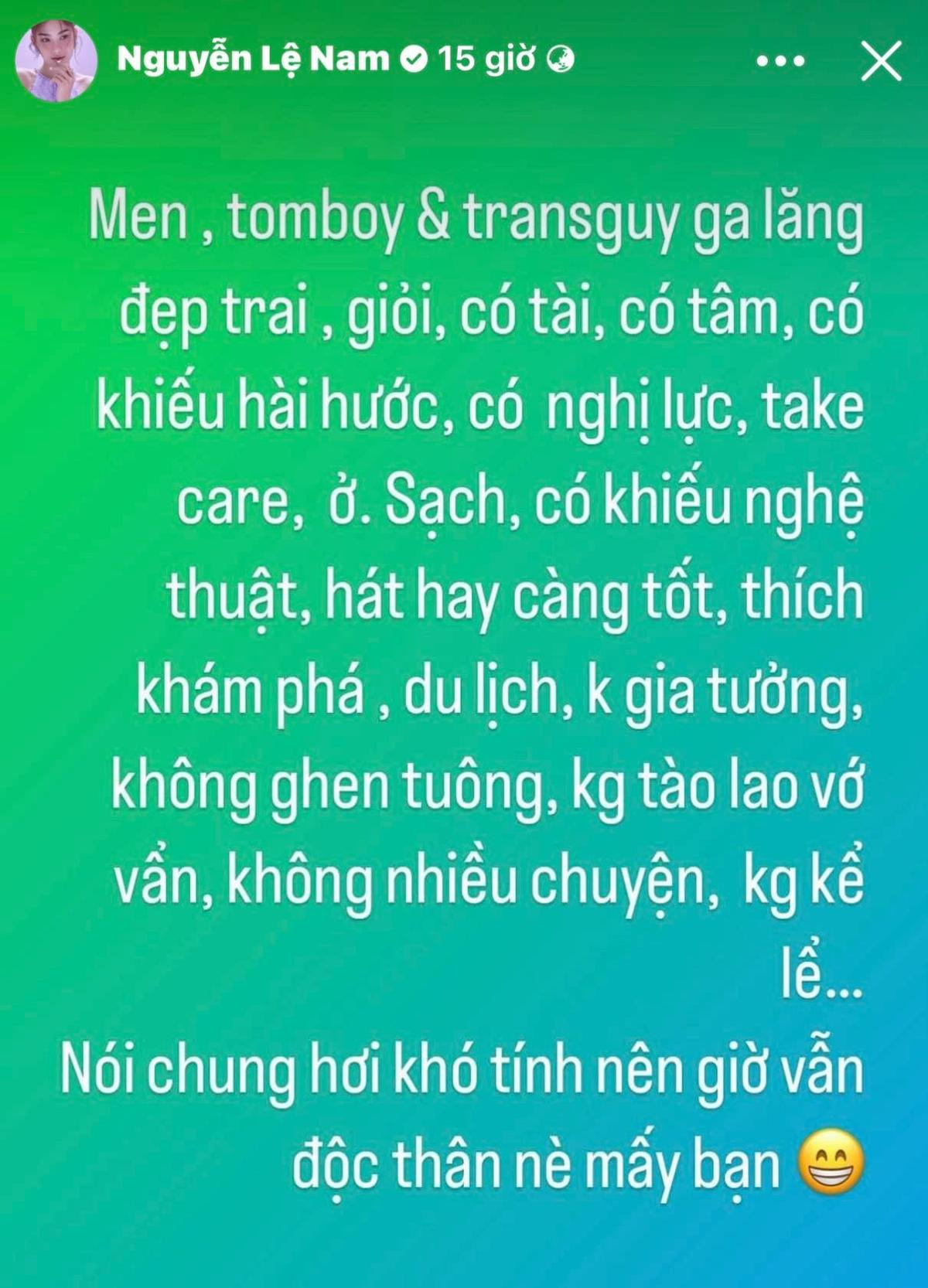 Lệ Nam đưa ra tiêu chí chọn bạn trai, tiết lộ lý do vẫn đang độc thân Ảnh 2