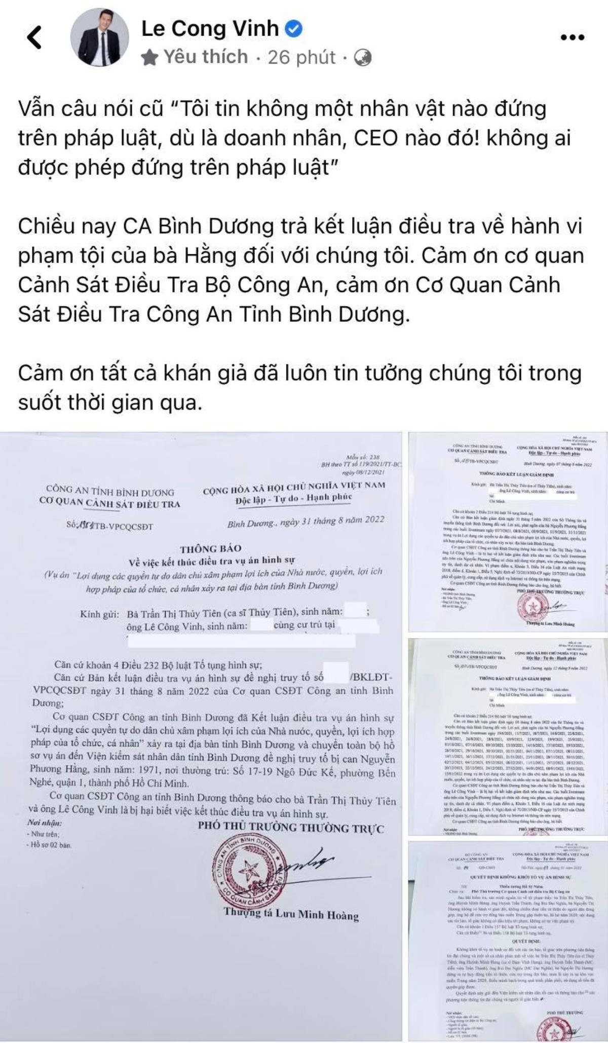 Công Vinh chia sẻ kết luận điều tra của công an về hành vi phạm tội của 'CEO nào đó' Ảnh 2