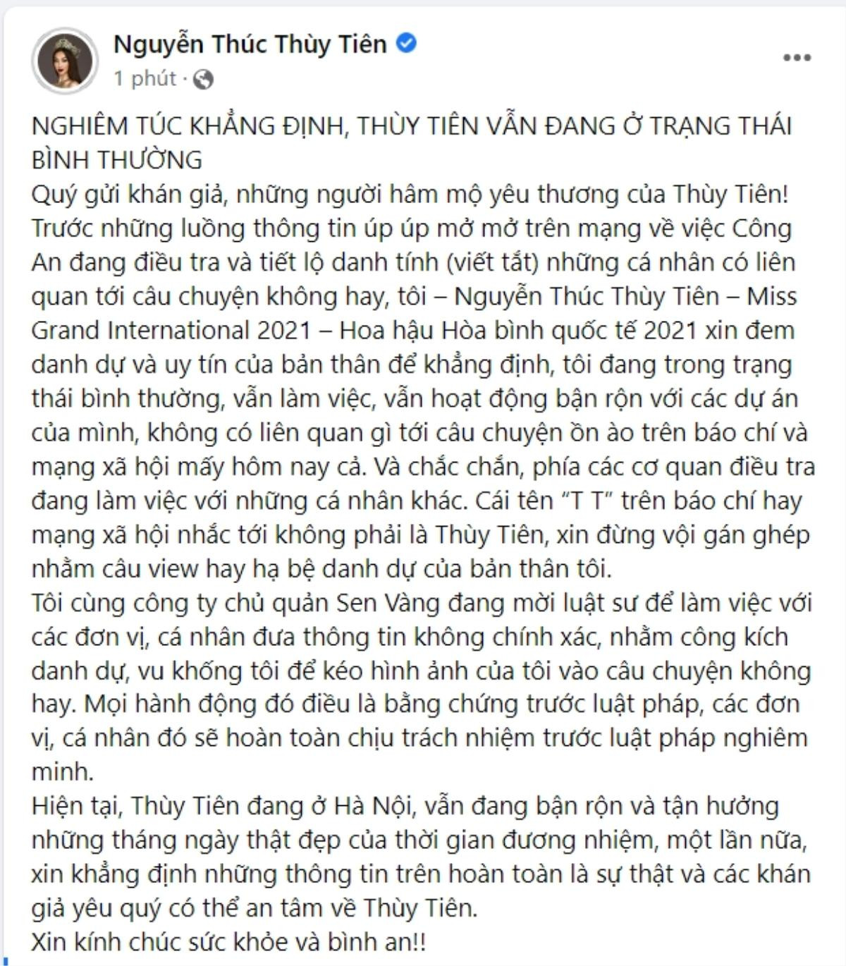 Thùy Tiên chính thức lên tiếng về sau khi bị réo vào đường dây mại dâm: 'Đừng hạ bệ danh dự của tôi' Ảnh 2