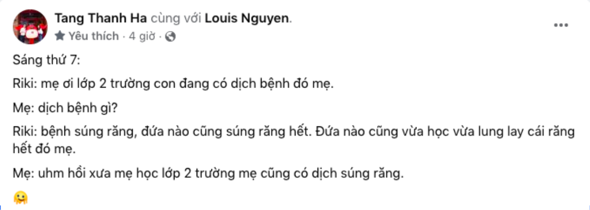 Tăng Thanh Hà 'ngã ngửa' với sự ngây ngô của con trai quý tử Ảnh 1