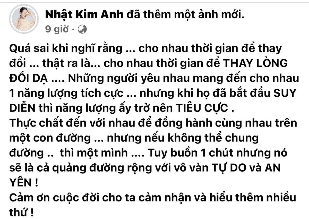 Nhật Kim Anh bỗng bàn về chuyện 'thay lòng đổi dạ' trong tìm yêu, thừa nhận sai khi cho nhau thời gian Ảnh 2