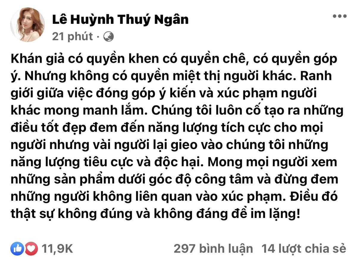 Thúy Ngân bức xúc: 'Khán giả có quyền khen chê, góp ý nhưng đừng miệt thị người khác' Ảnh 1