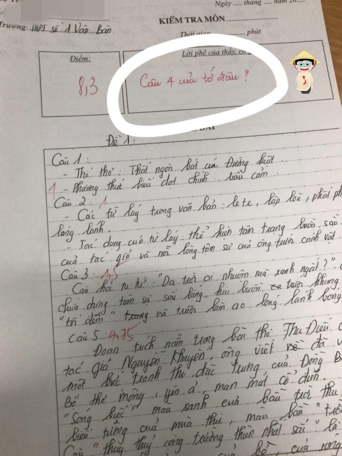 Phát hiện học trò làm thiếu một câu hỏi, cô giáo để lại lời phê cực đáng yêu Ảnh 1