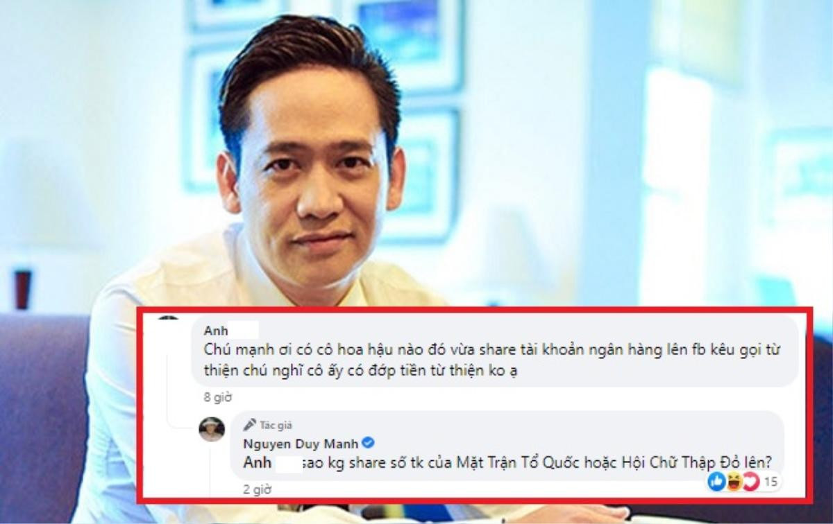 Duy Mạnh tuyên bố 'thẳng' khi bị netizens hỏi về việc Hoa hậu kêu gọi quyên góp từ thiện Ảnh 3