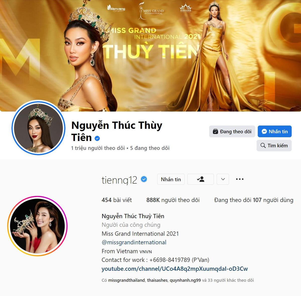 Fanpage Thùy Tiên cán mốc 1 triệu người theo dõi: Hàng triệu fan sắc đẹp 'mê mẩn' Miss Grand 2021 Ảnh 1