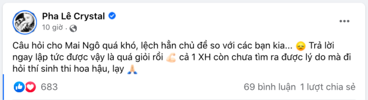 Ca sĩ Pha Lê ức chế khi Mai Ngô bị xử ép ở Miss Grand Vietnam, bức xúc: 'Đào đâu ra công bằng...' Ảnh 3