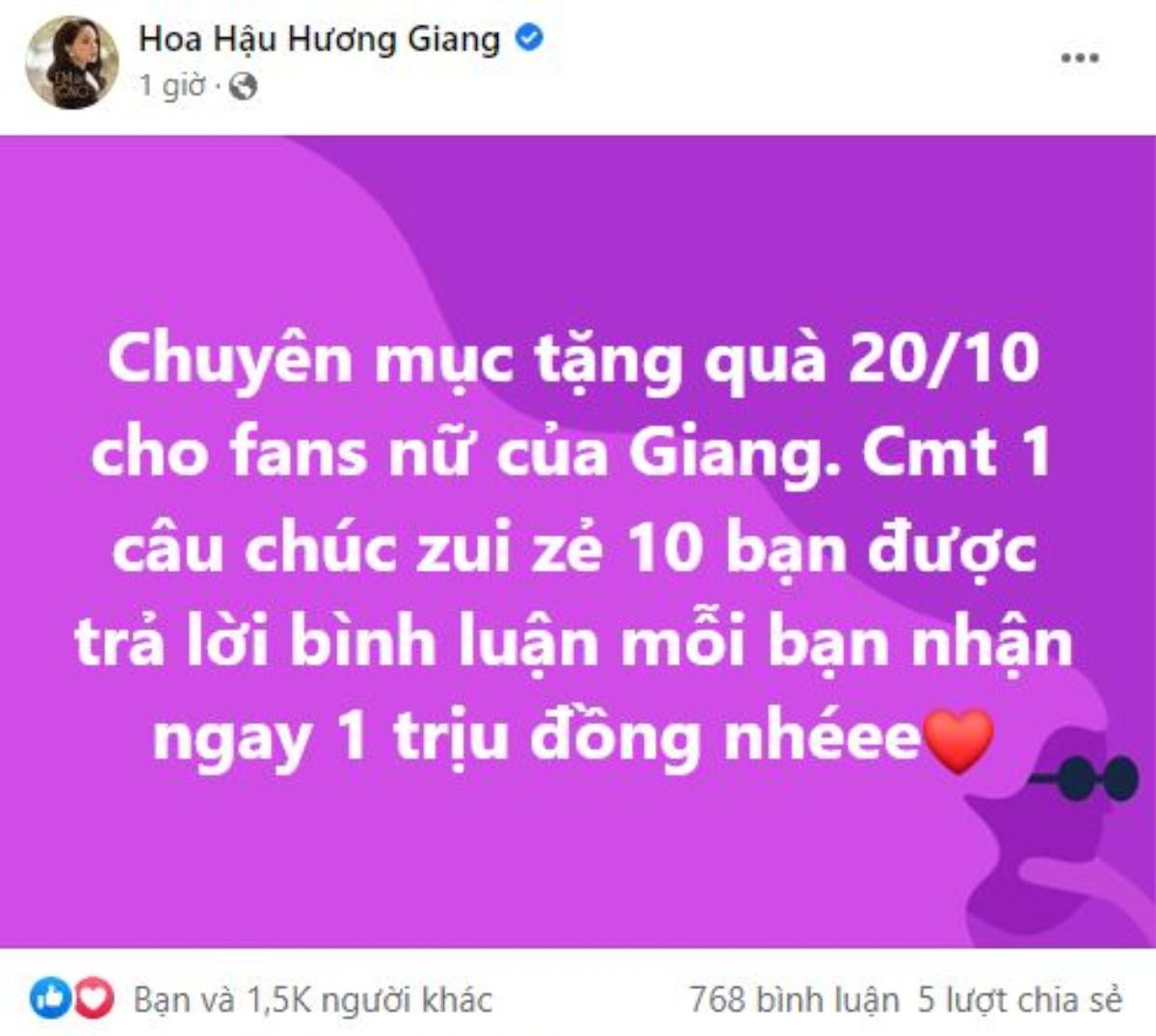 Nhân dịp 20/10, Hương Giang 'chơi lớn' tặng tiền cho người hâm mộ Ảnh 2