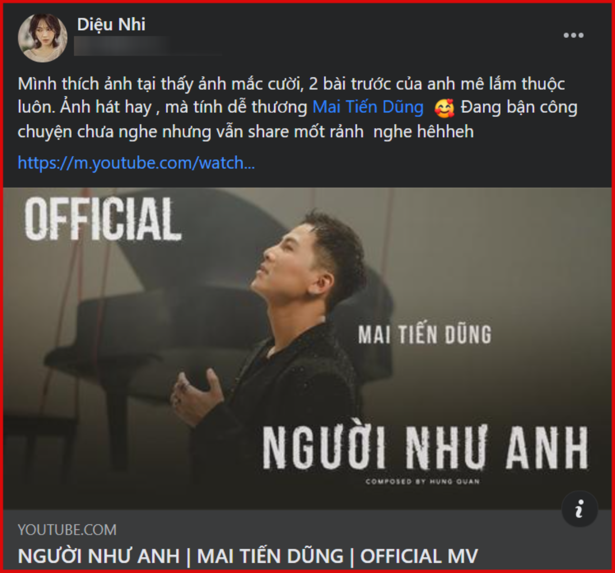 Về chung nhà với Anh Tú, nhưng Diệu Nhi lại công khai bày tỏ tình cảm với một nam ca sĩ trên mạng xã hội? Ảnh 1