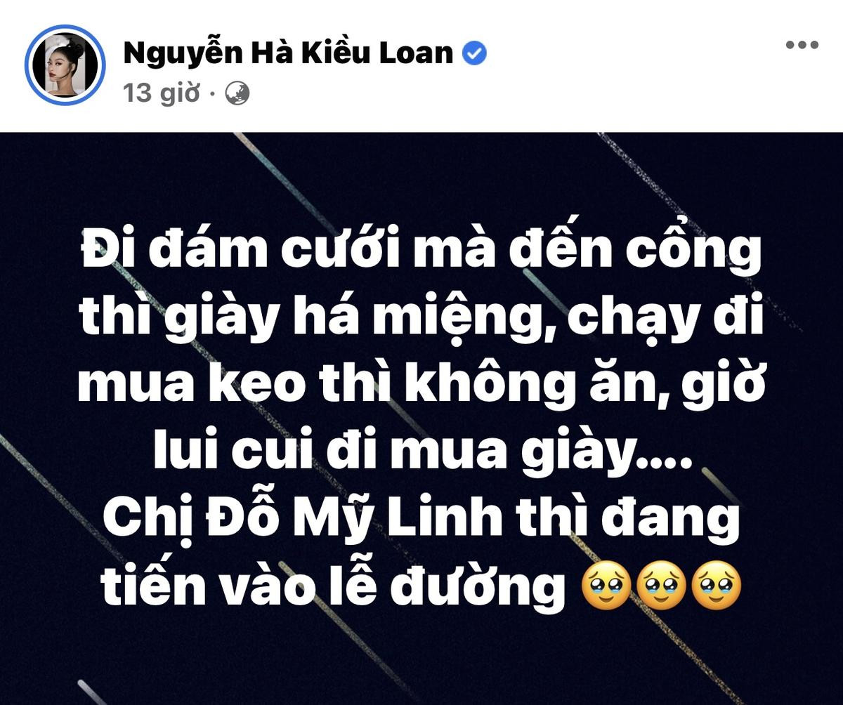 Á hậu Kiều Loan gặp sự cố 'dở khóc, dở cười' trong đám cưới Đỗ Mỹ Linh Ảnh 1