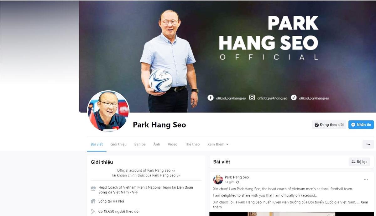 HLV Park Hang Seo gây sốt khi chơi facebook ở tuổi 65 Ảnh 1