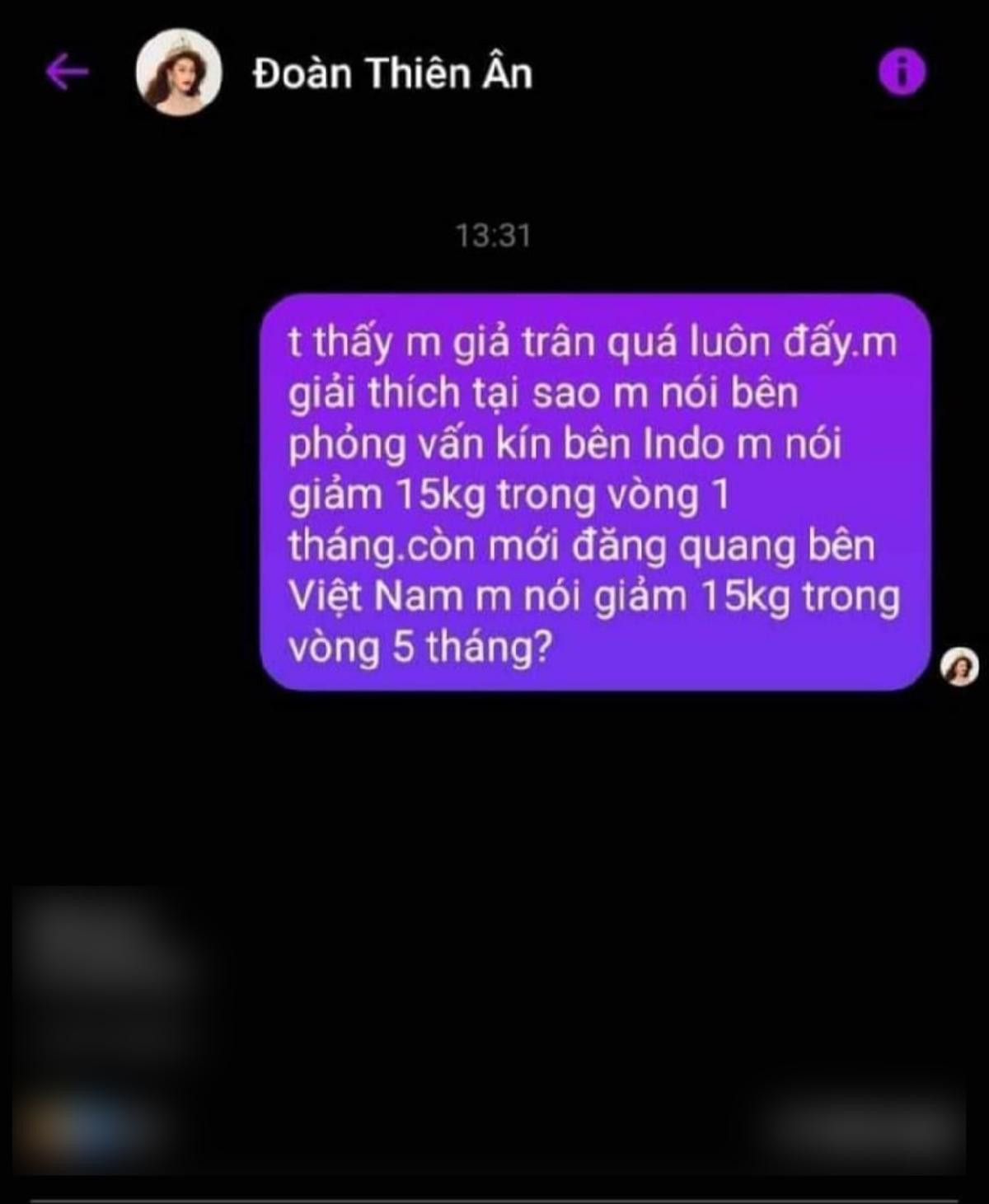 Lập group bôi nhọ, quấy nhiễu chưa đủ, anti-fan nhắn tin làm phiền Hoa hậu Thiên Ân Ảnh 4