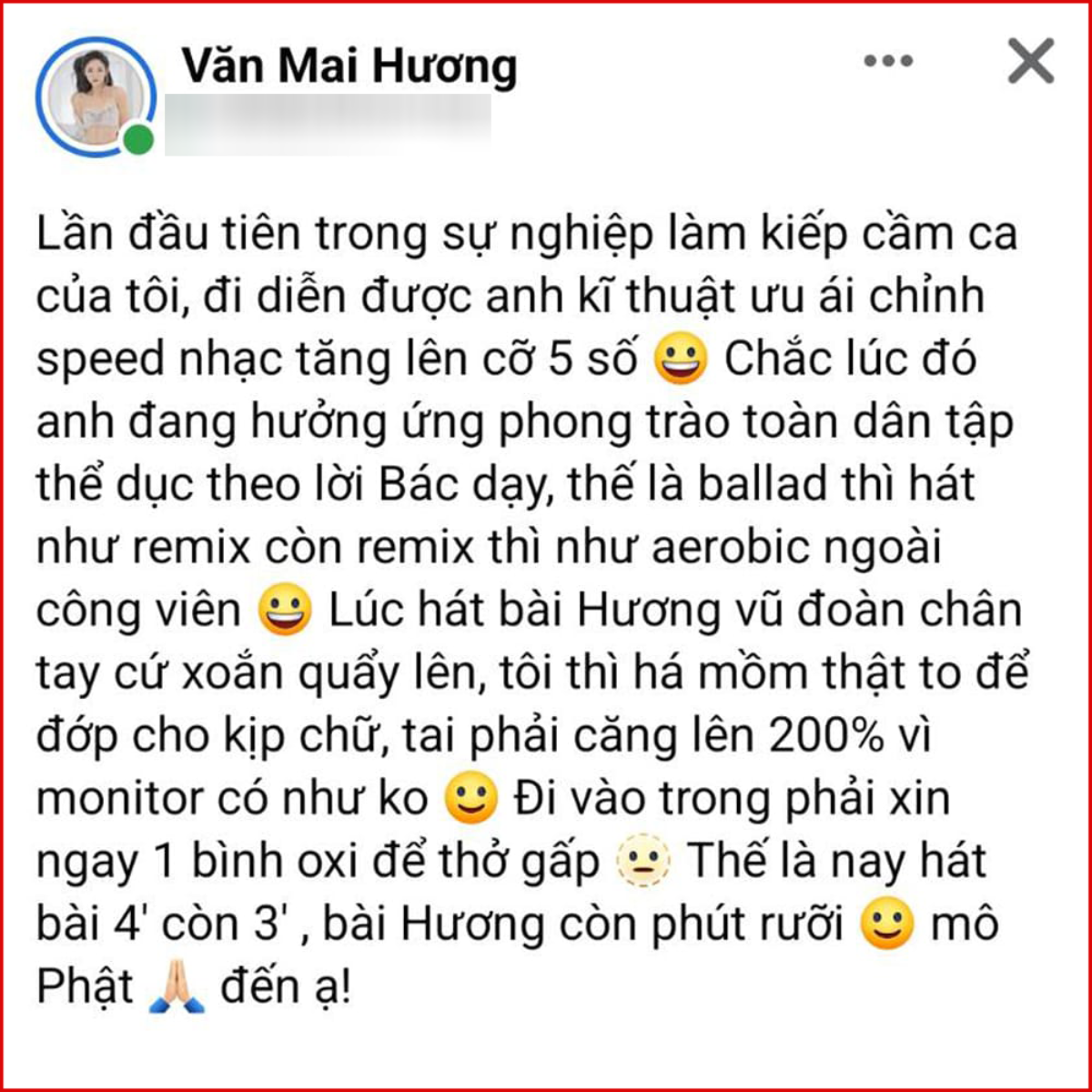 Văn Mai Hương bức xúc 'Đi vào trong phải xin ngay 1 bình oxi để thở gấp' sau khi hát xong: Chuyện gì đây? Ảnh 2